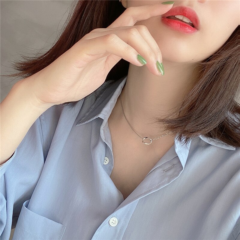 RUIYI Echt 925 Sterling Splitter Minimalistischen Box Kette Nische Colliers Frauen Exquisite Einfachheit Gold Silber Halskette Edlen Schmuck