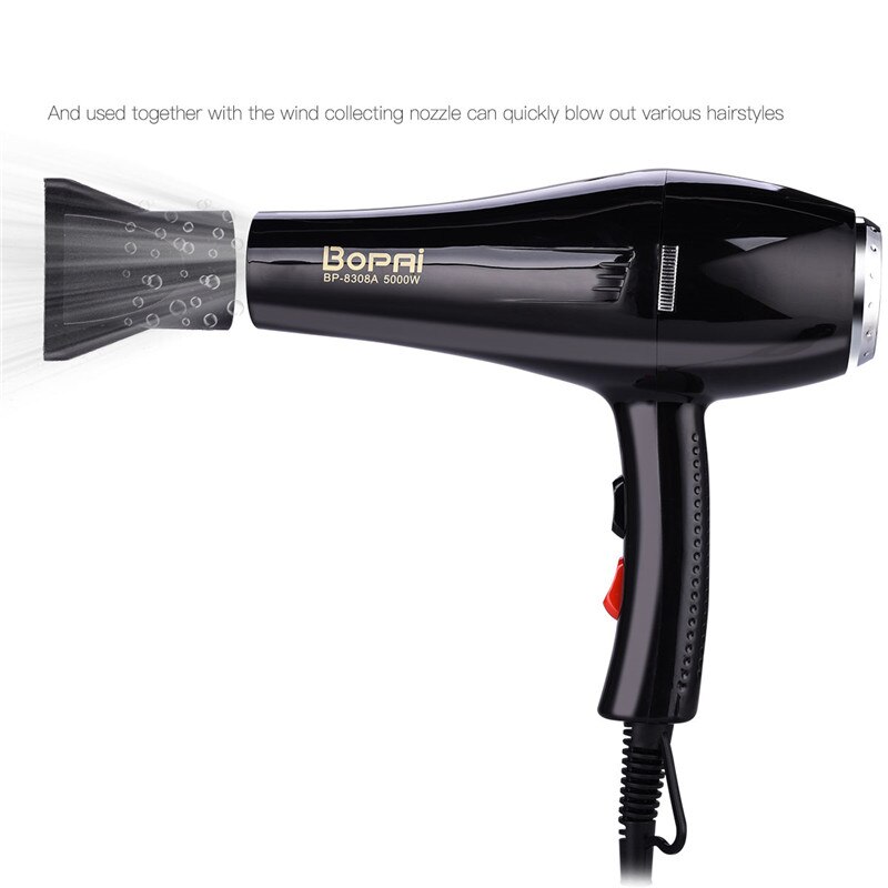 Sèche-cheveux , 5000W, ionique négatif, réglage du vent et froid