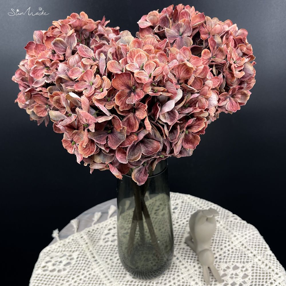 Flores artificiales de seda de hortensia grande, decoración de otoño, arreglo floral, suministros para el hogar y la boda