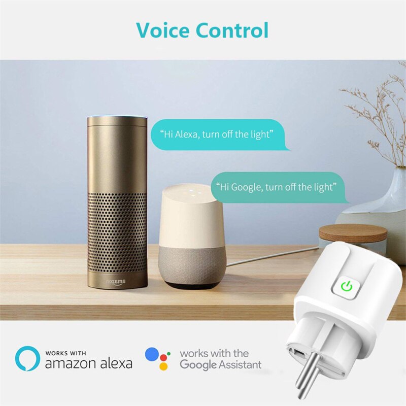Smart Plug Socket With Power Energy Monitor EU Standard Plug Works With Alexa Google Assistant Power Energy Monitor Outlet Timer
