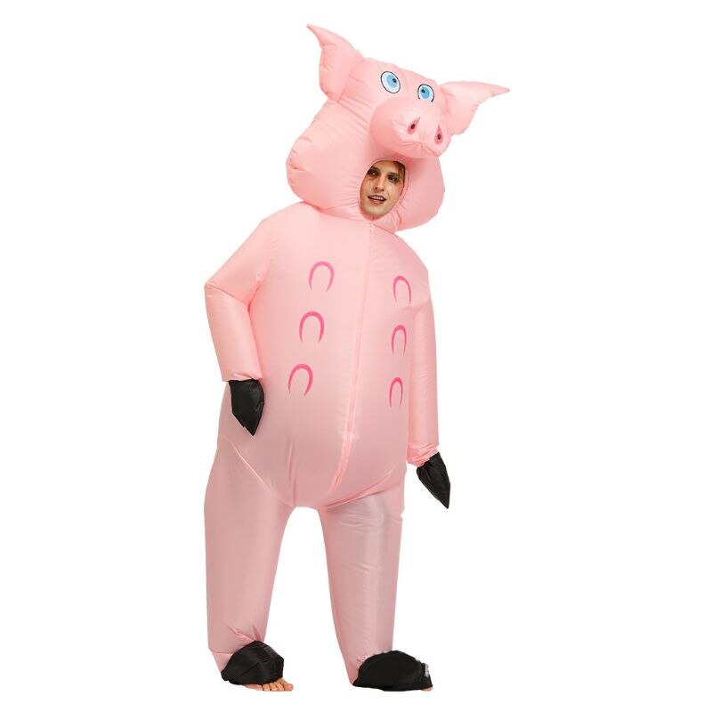 Inflatable Pig Costume Halloween Cosplay Fancy Dress Adult Funny Blow up Outfit E65D