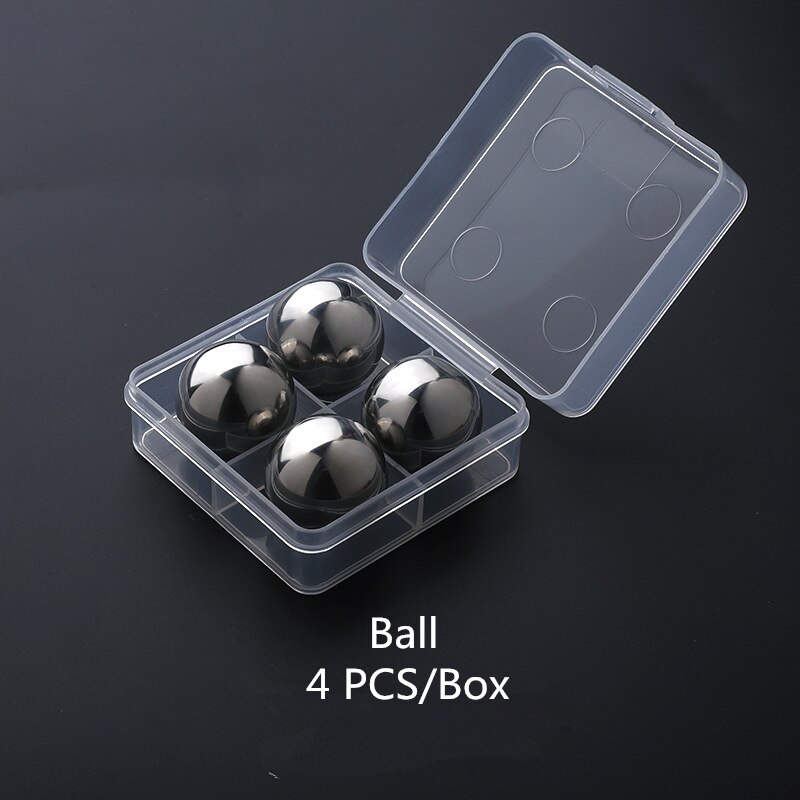 Kamienie whisky 304 stal nierdzewna wielokrotnego użytku chłodzenie metalowe kostki lodu z klipsem i zestaw pudełek do przechowywania Whiskey wino piwo napoje: Ball 4 PCS A