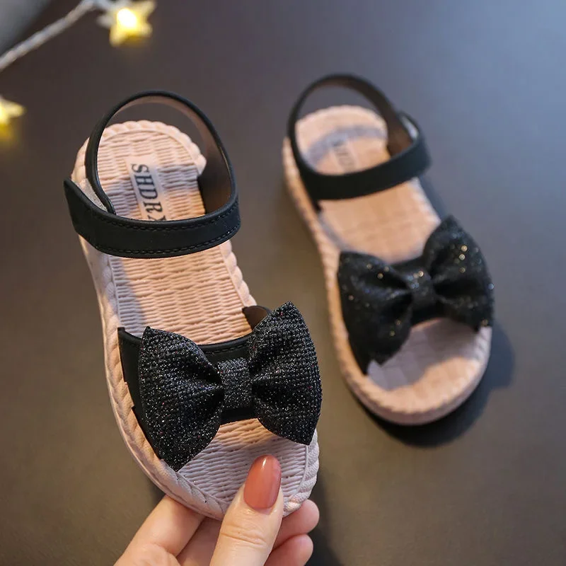 Chaussures d'été pour filles, sandales de plage à l'offre elles souples, polyvalentes, solides, style coréen: Black / 3