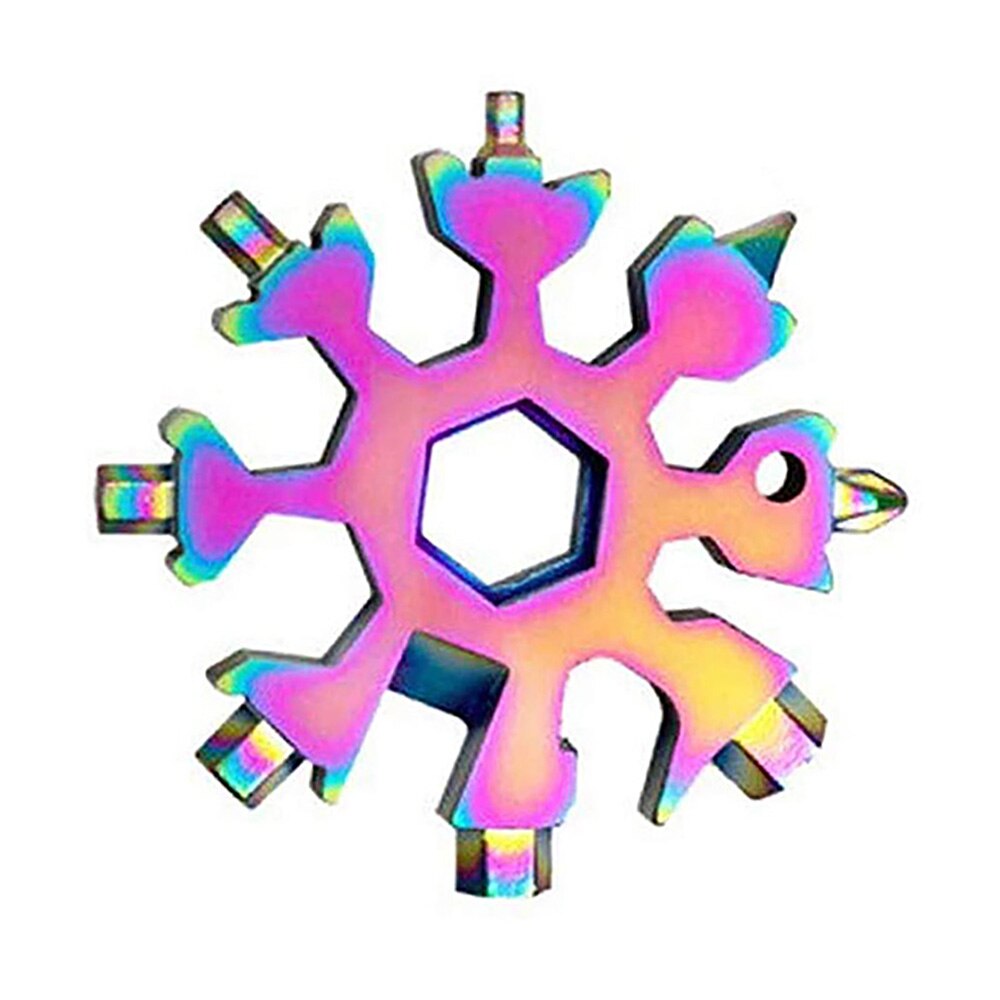 18 in 1 Snowflake Spanner with Keying Hex Multifunction Outdoor Hike Wrench Key Ring Pocket Home Bottle Openers Hand Tools: Multicolour