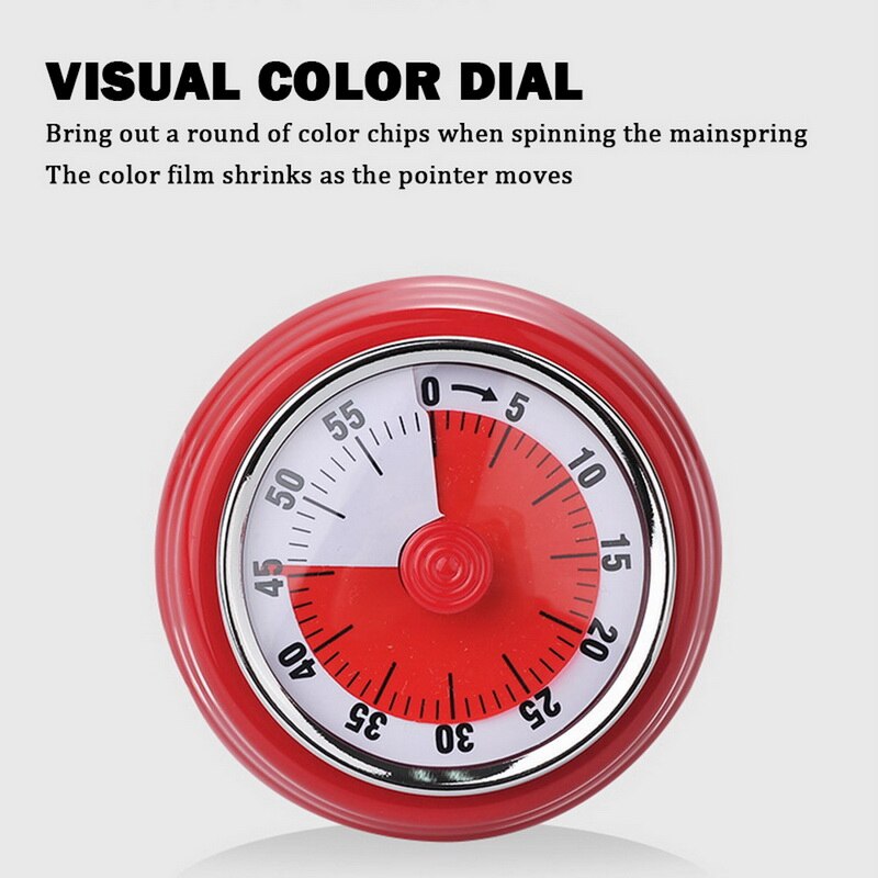 Kitchen Timer Dial Cooking Timer Retro Mechanical Clockwork Digit Pointer Portable Clock Magnetic Bottom Reminder Count Down