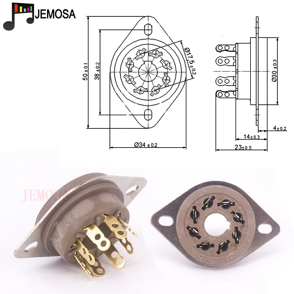 10Pcs Bakeliet 8Pins Buis Socket GZS8-F2 Elektron Buisvoet KT88 6SN7 6V6 6L6 EL34 6N8P Vacuüm Buis Diy hifi Audio Versterker