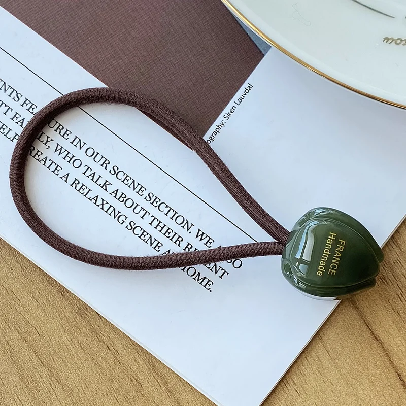 Círculo de pelo de flores coreano, cabeza de capullo de flor, cabeza de bola, cuerda para el pelo de cola de caballo alta, cuerda para el cabello enrollada, accesorio para el cabello de mujer: Verde
