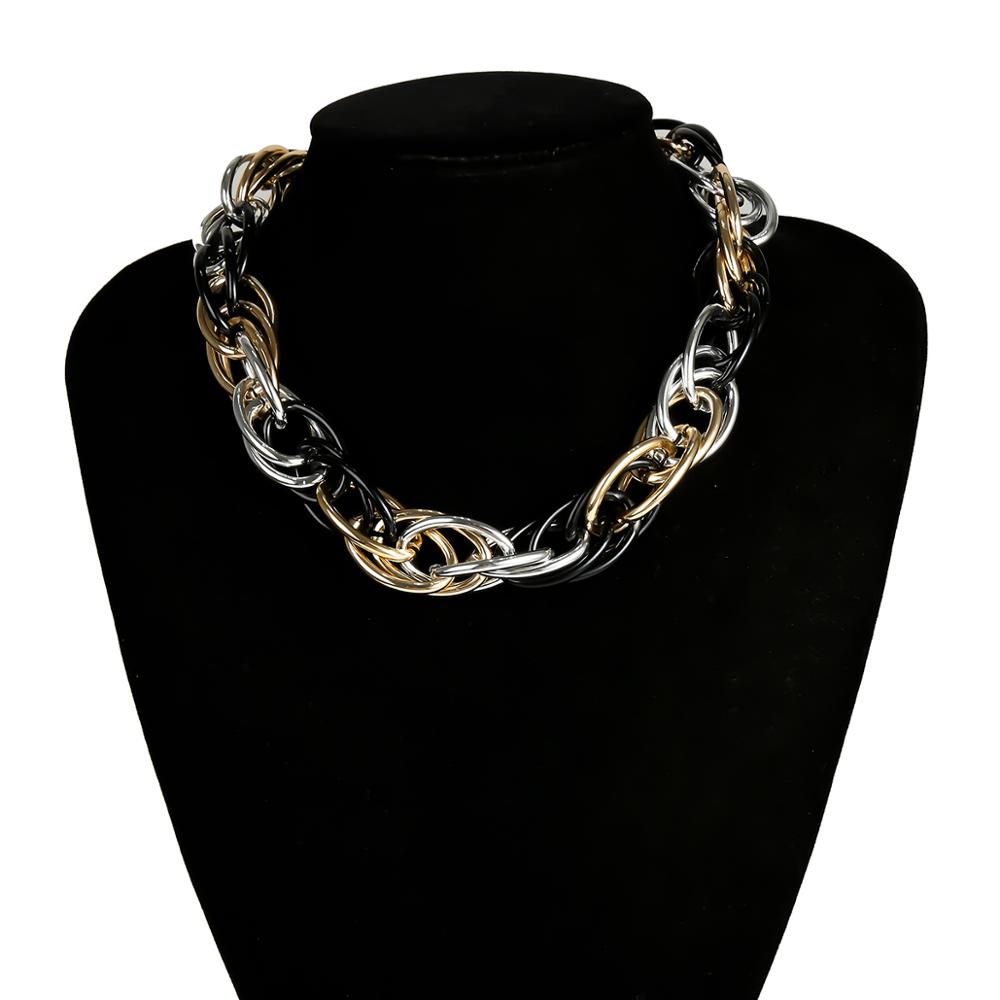 Unieke Gothic Big Chunky Ketting Choker Ketting Voor Vrouwen Collares Rock Mix Snake Twist Dikke Ketting Mannen Sieraden