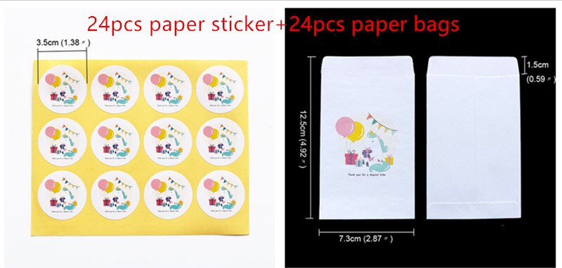 48 Pcs Papieren Zak Gemaakt Met Liefde Dank U Kraft Papieren Zak Met Papier Sticker Party Wedding Verpakking snoep Verpakking Zak: unicorn