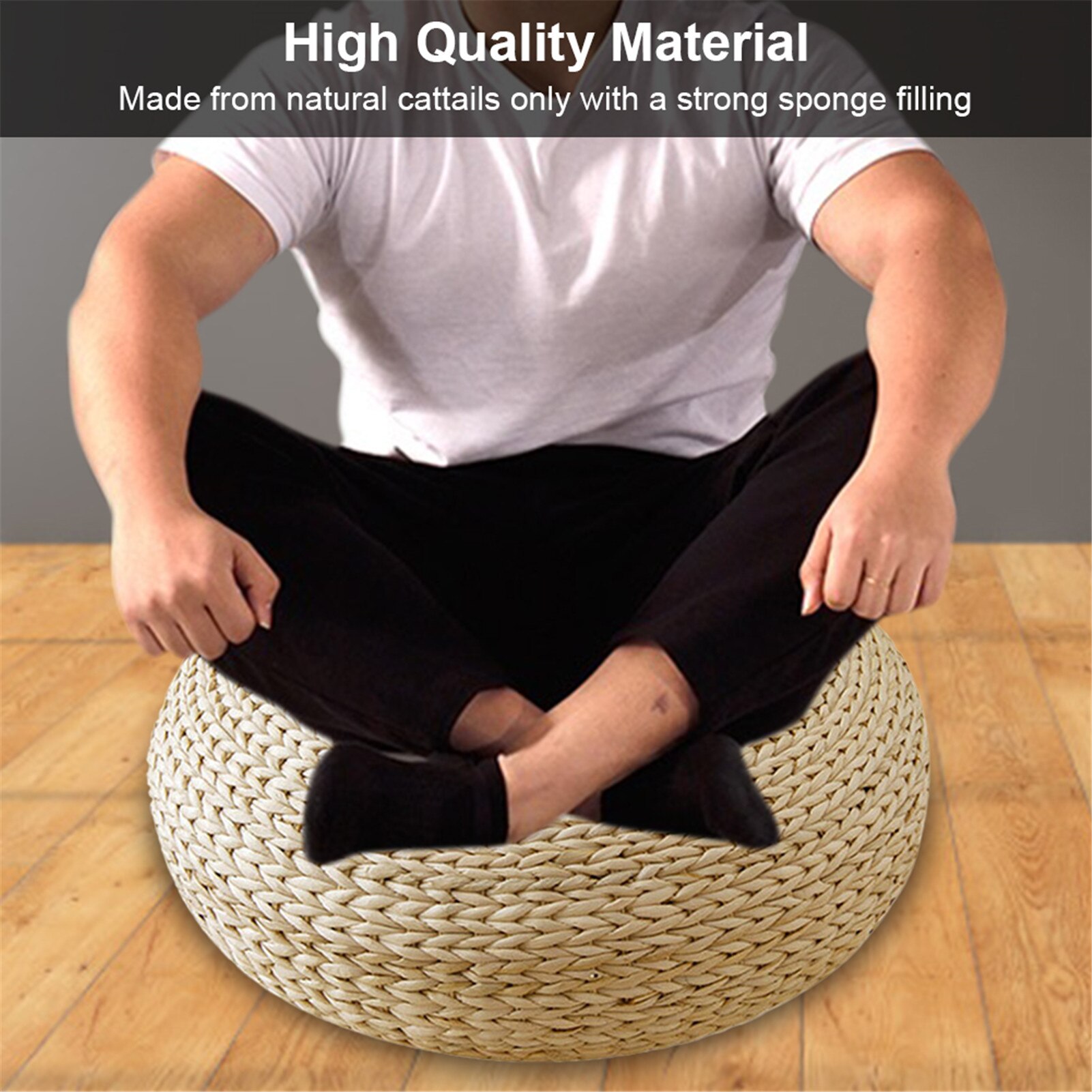 Natuurlijke Ronde Stro Poef Tatami Kussen Stro Futon Maïs Erker Pad Yoga Dampende Hand Geweven Kussen Voor Thuis decoratie