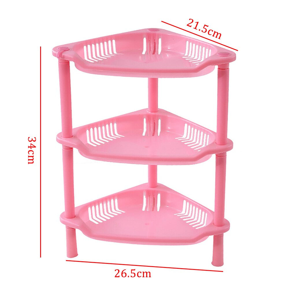 Organisateur de cuisine à 3 niveaux, étagère de rangement en plastique de , articles divers, étagère de salle de bain, Organization à domicile: Pink Triangular