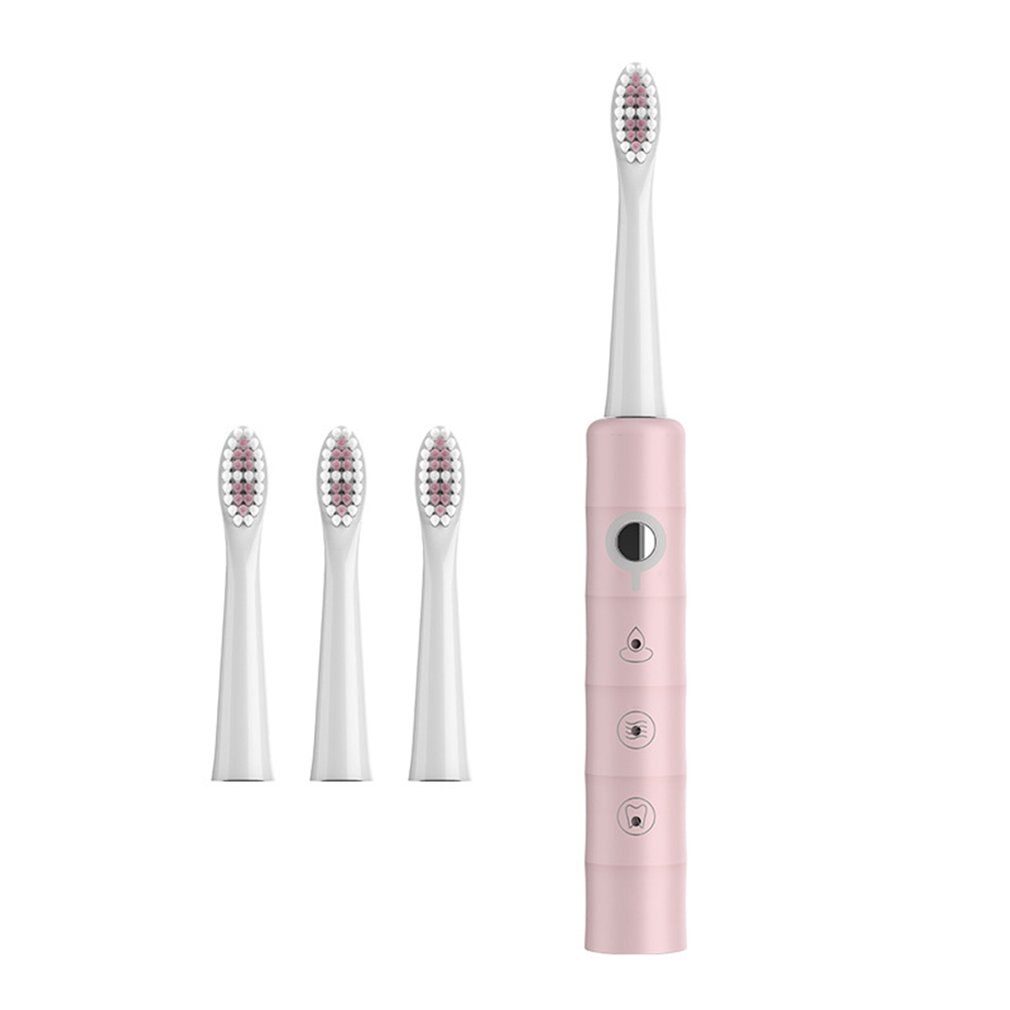 Sonic Toothbrush Electric Adults Toothbrushes Rechargeable 4 Hours Charge Minimum 30 Days Use 6 Optional Modes 4 Brush Heads: Pink