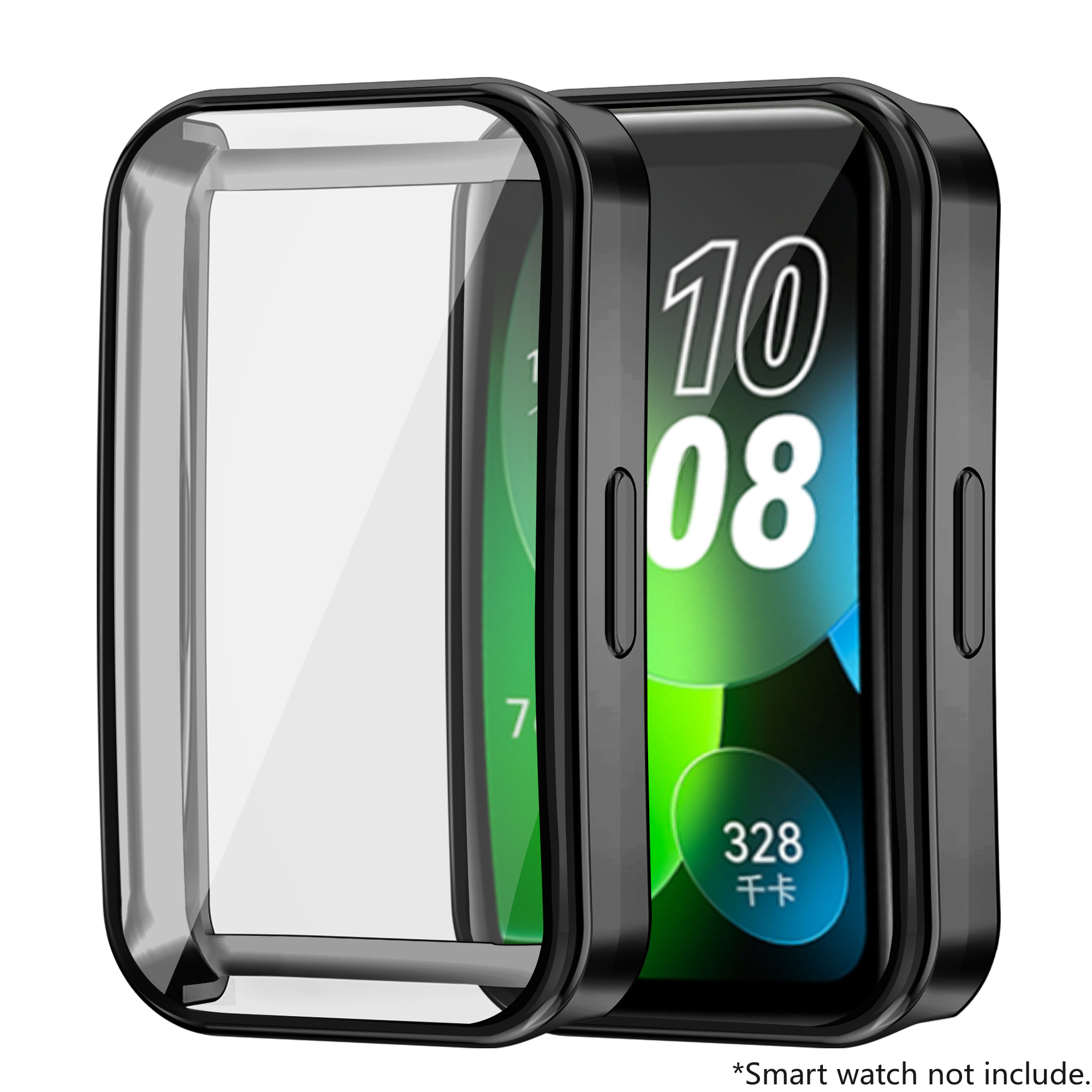 Soft TPU Case For Huawei Band 10 9 8 Shell Frame Bumper Screen Protector Glass Band9 Full Clear Protective Cover: XXL / Pink Green