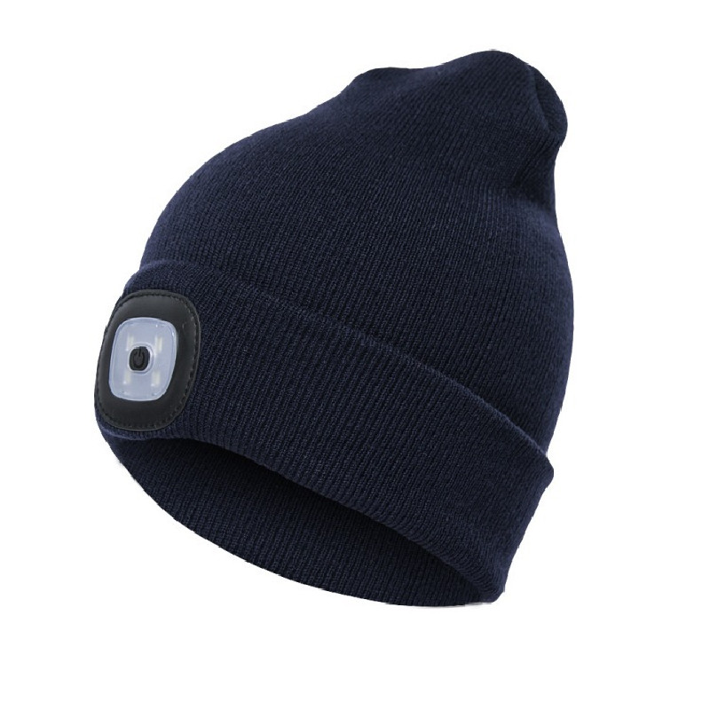 Gorros para hombre, gorro de punto liso con iluminación LED, boinas estilo Hip-Hop, gorros de lana cálidos portátiles para mujer,