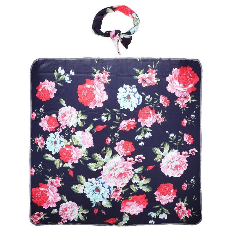 2 uds. De envoltura Floral para Recién Nacido + conjunto de diadema, manta receptora de algodón para bebé, saco de dormir, banda para el pelo