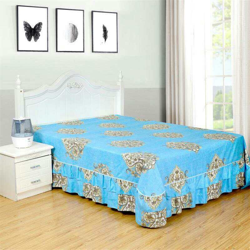 Dobbeltseng dække seng nederdel seng trampolin hovedovertræk fortykning slibning lang hæftning bomuld aktiv trykning og farvning: Blå