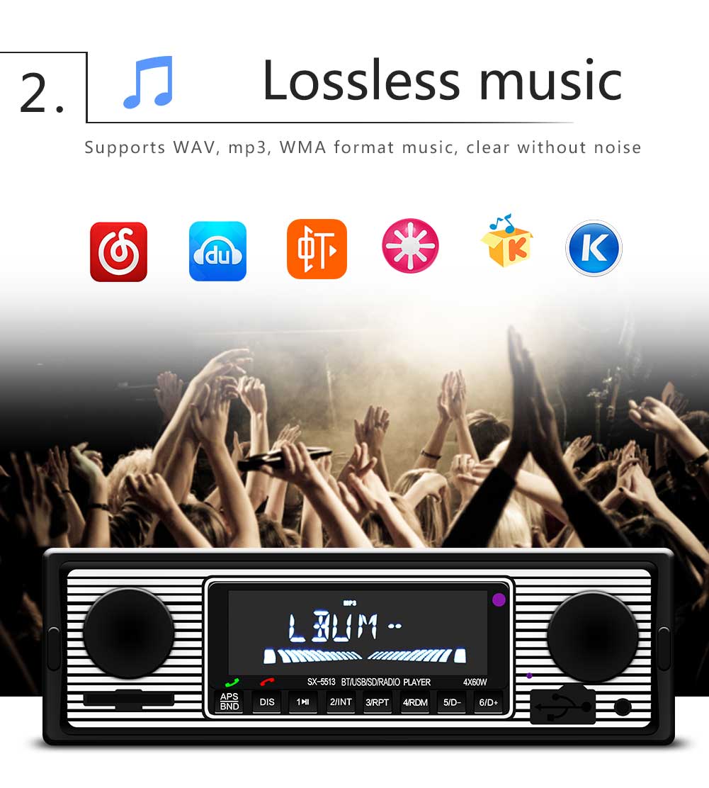 1 din coche radio Bluetooth vintage coche Radio MP3 jugador estéreo AUX USB clásico de Audio