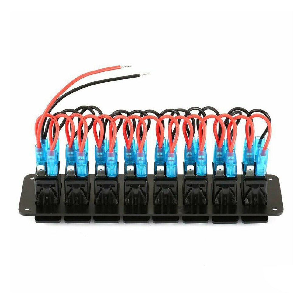 8 Gang Marine Boat Rocker Switch Panel, 12V/24V Waterproof RV LED Switch Panel for Car Truck Marine Boat, On/Off Toggle Rocker