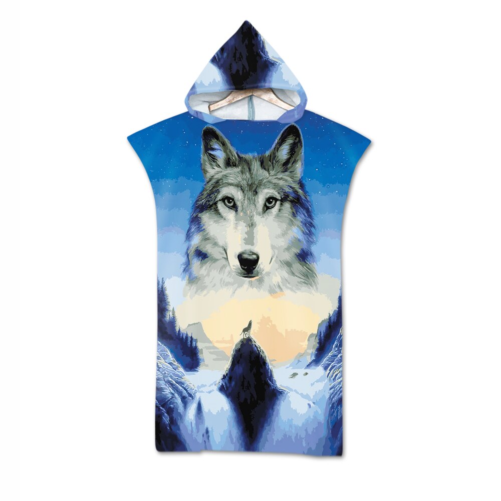 3D sided Printed Animal wolf Robe Bath Towel Outdoor Adult Hooded Beach Towel Poncho Bathrobe Towels Women Man Bathrobe aHT40: 19