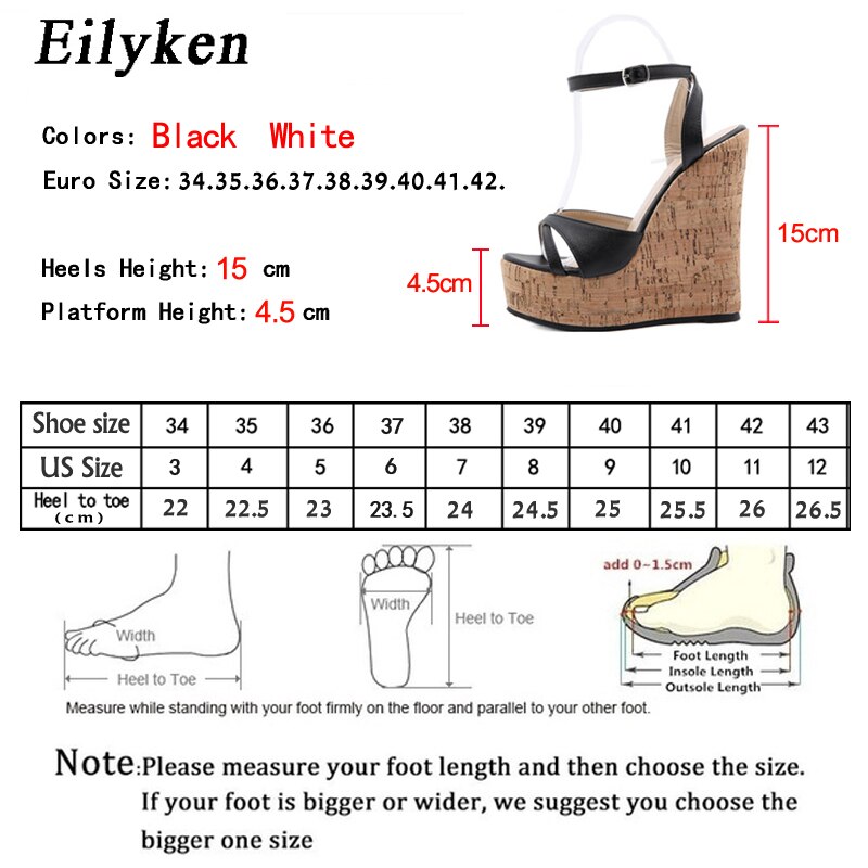 Eilyken, sandalias blancas de verano con tacones altos para mujer, sandalias con agujeros, cuñas con hebilla y plataforma, zapatos de mujer con punta abierta en la parte delantera