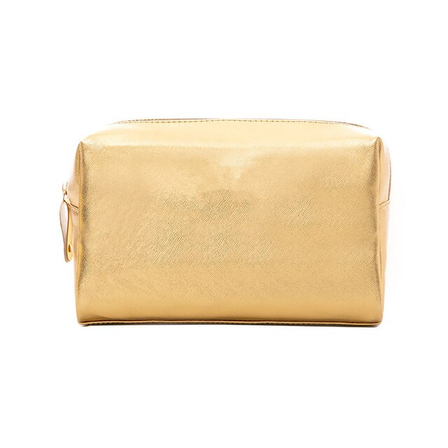 Purdored 1 pc portátil sólido feminino saco de cosméticos saco de maquiagem de ouro feminino organizador de viagem para maquiagem bolsa de toilette: gold