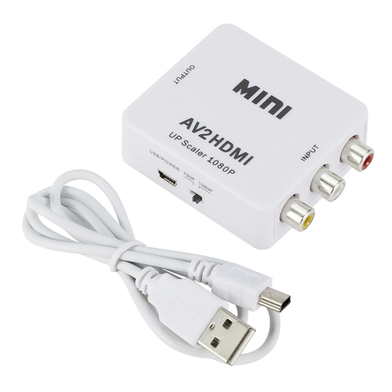 Hd 1080P Rca Av Naar Hdmi-Compatibele Composiet Adapter Converter Av2hdmi Audio Videokabel Hdmi Naar Av Met Usb-Kabel Voor Hd Tv Box: Grey
