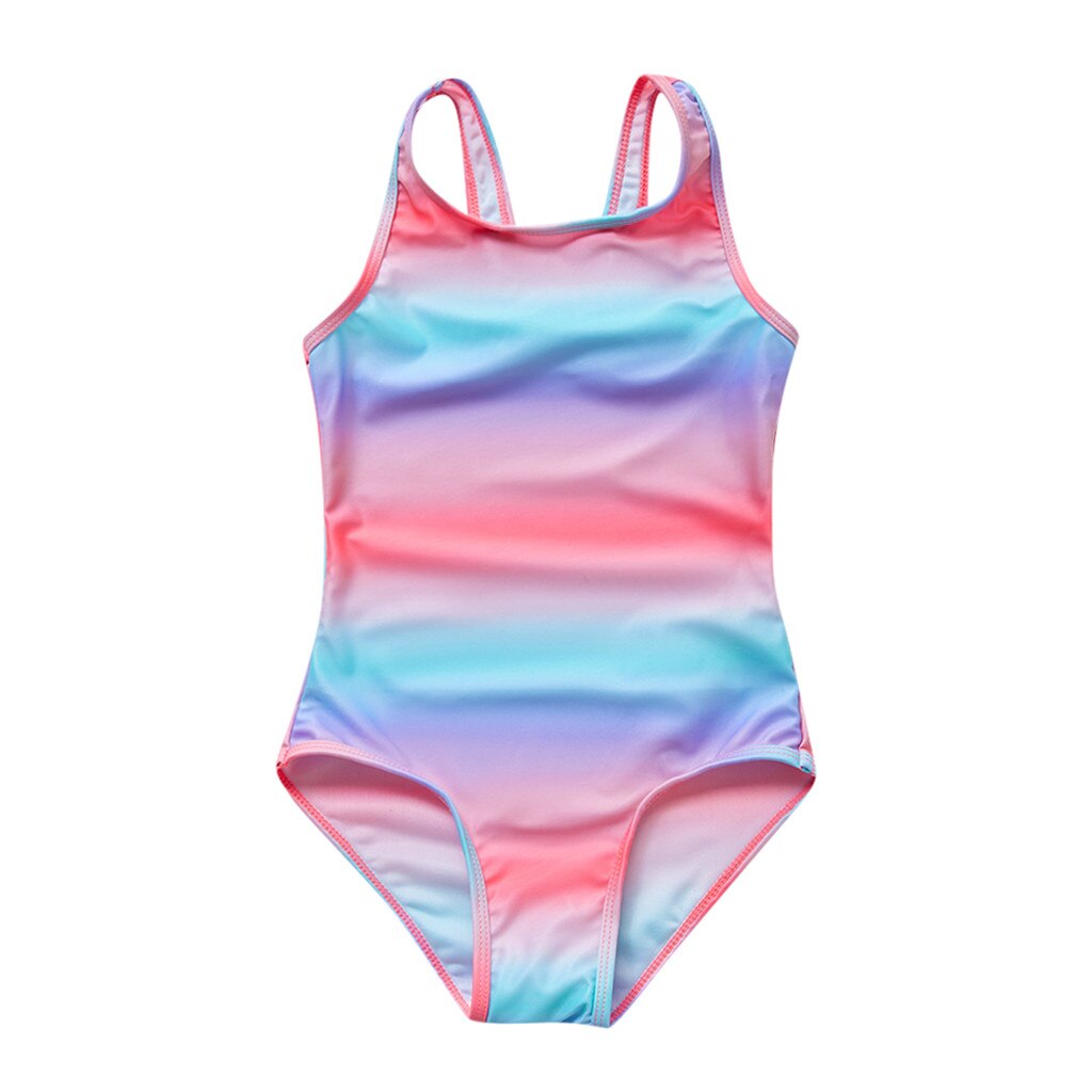 Mode Baby Meisjes Badmode Kids Meisjes Streep Regenboog Badmode Badpak Strand Romper Kleding FH5: 5