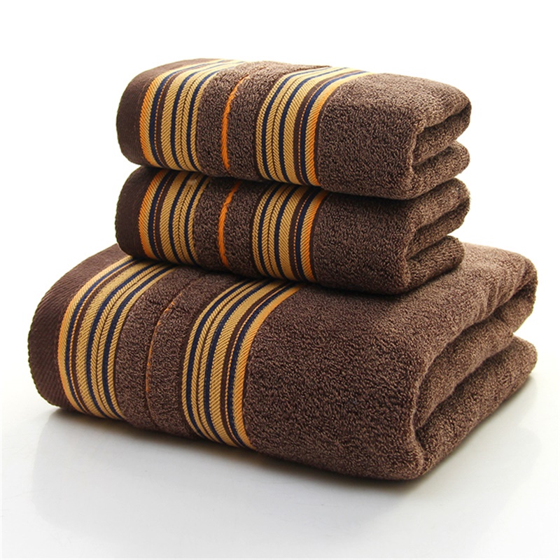 1 pièces serviettes de bain marron pour adultes enfants coton doux Jacquard cisaillé rayé main visage serviette de plage absorbant salle de bain produit