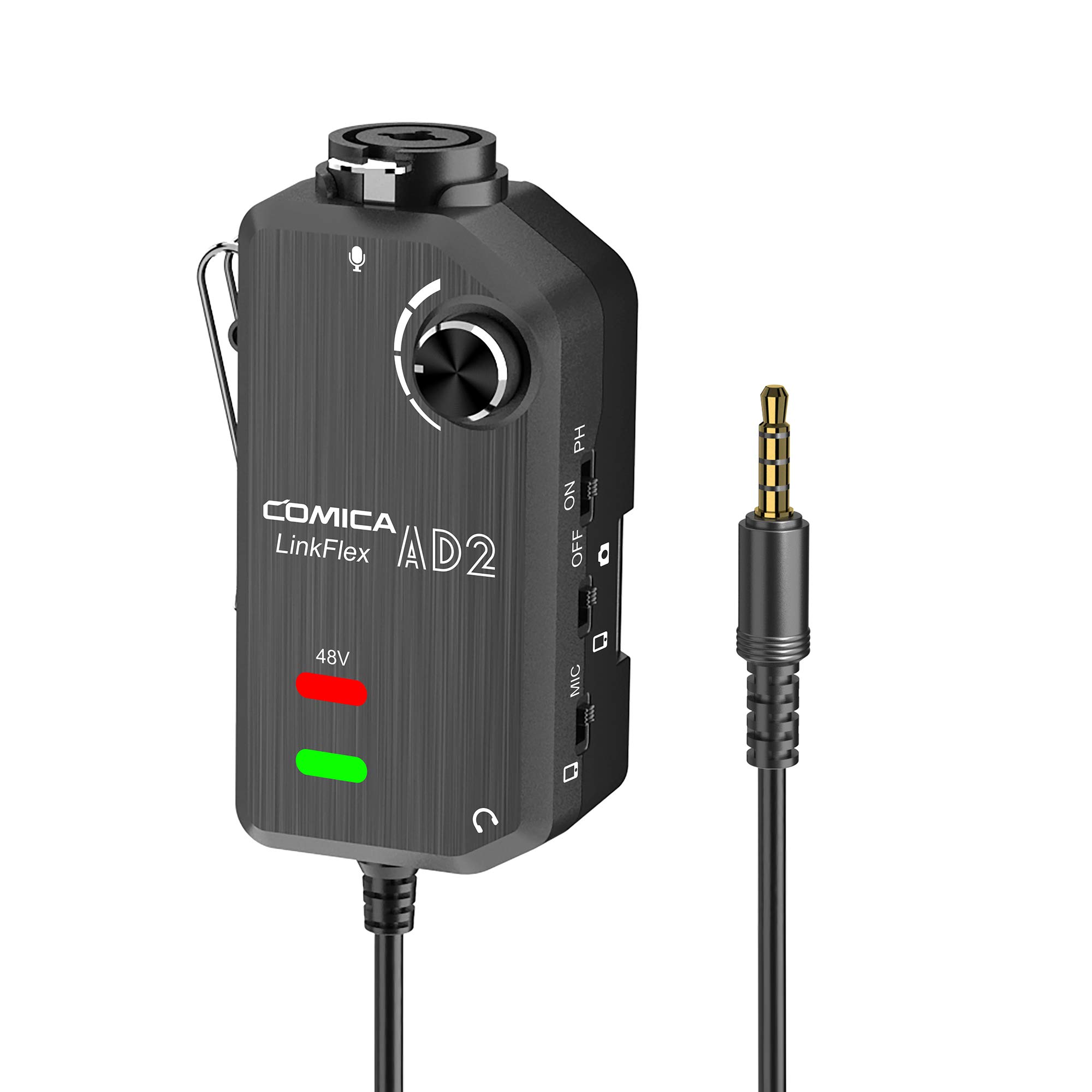 COMICA Linkflex AD2 Audio Interface 6.35mm Guitar Interface with Phantom Power For iPhone,iPad, iPod, Android, Nikon, Canon