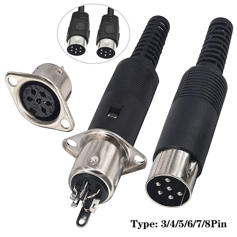 3/4/5/6/7/8 pin DIN man vrouw plug met plastic handvat en vrouwelijke socket behuizing paneelmontage chassis connector solderen