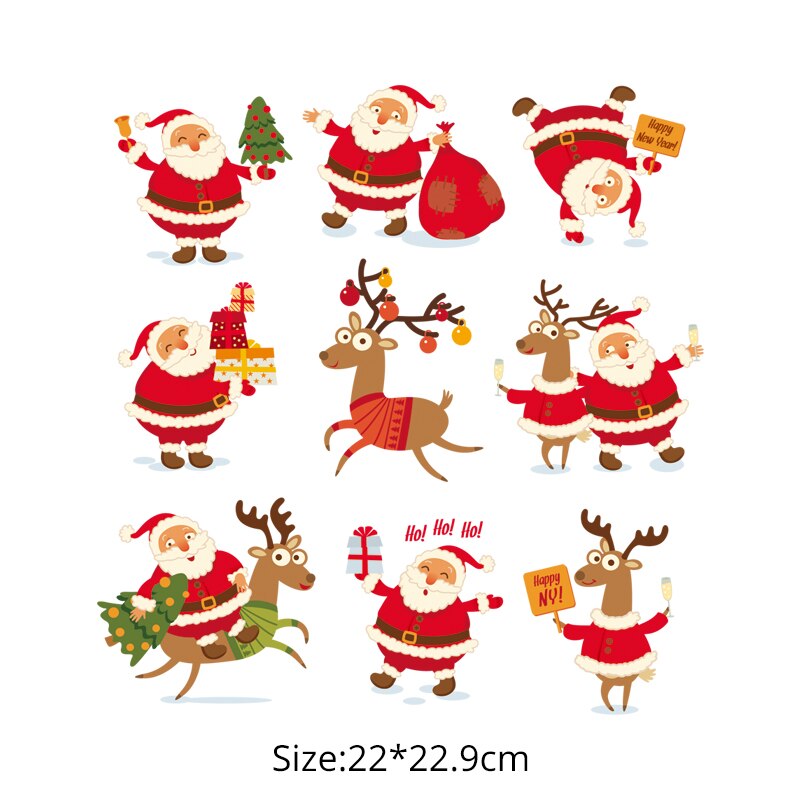 Nowe świąteczne naszywki na ubrania zestaw na ubrania Diy zmywalne nietoksyczne nietoksyczne naklejki plastry transferu ciepła święty mikołaj kij: Default Title
