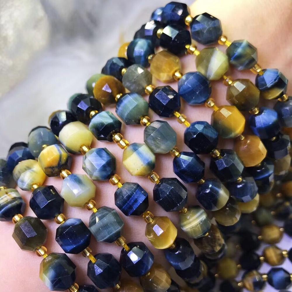 Lose perlen blau TIGERAUGE runde faceted 9-10mm 14 zoll für DIY schmuck machen FPPJ perlen natur