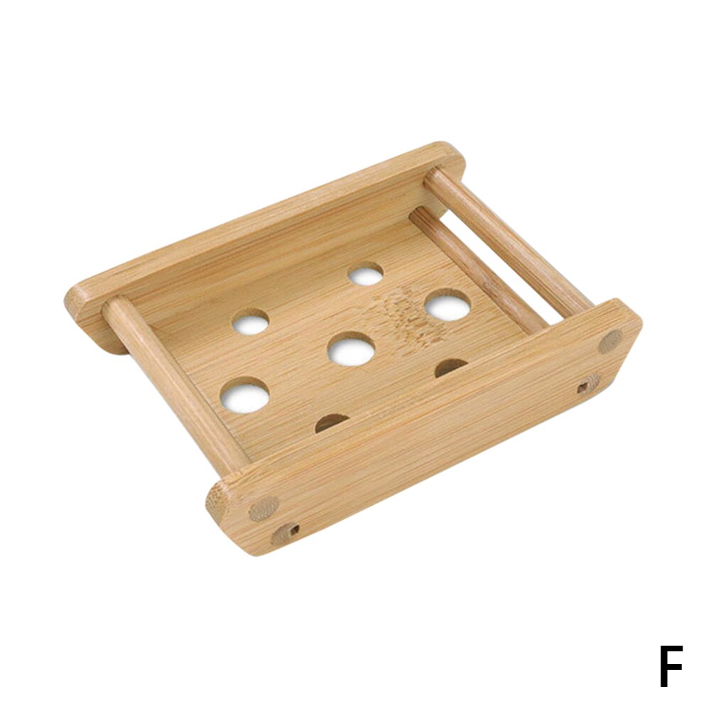 Natural Bamboo Wood Soap Dish Rack Storage Box Case Container Holder Bath Shower Soap Plate Tray Rack Bathroom Accessories: F