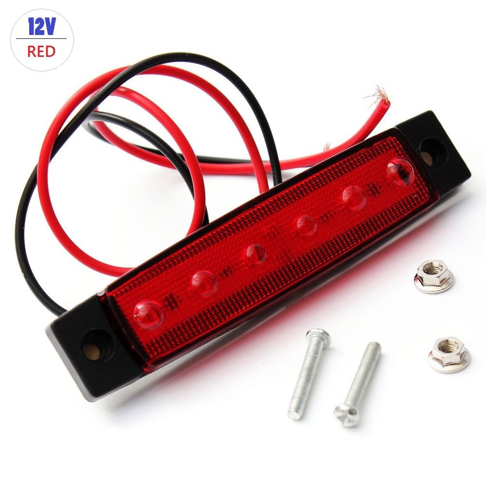 Rode  dc 12v 6 led zijmarkeringslamp voor aanhanger, vrachtwagen, boot, bus, richtingaanwijzer, camperlamp