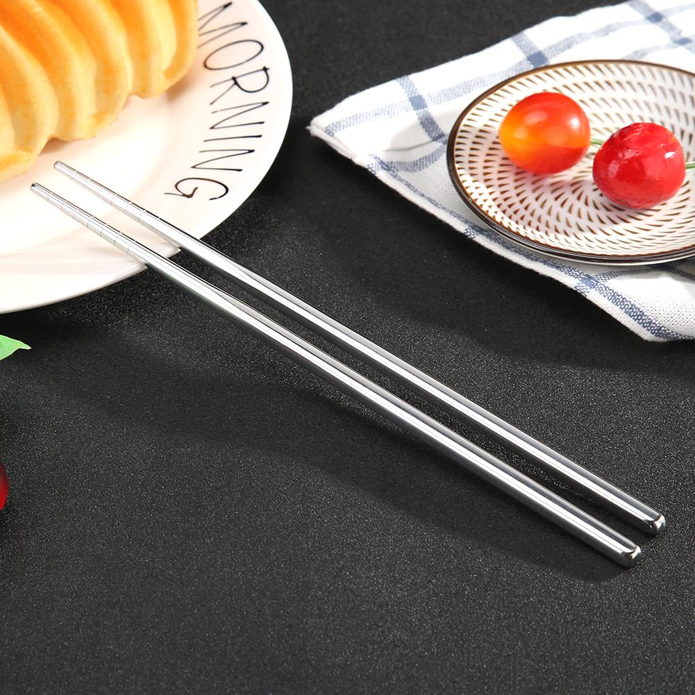 1 Paar Rvs Metalen Eetstokjes Antislip Rvs Chop Sticks Set Herbruikbare Voedsel Sticks Milieuvriendelijke Servies