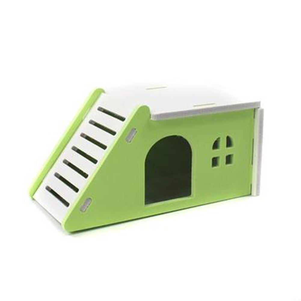 Two Layers Wooden Hamster House Hideout Hut Rat Hideaway Dwarf Hamster Mouse Small Animals Exercise Toys Blue Green Pink: Green