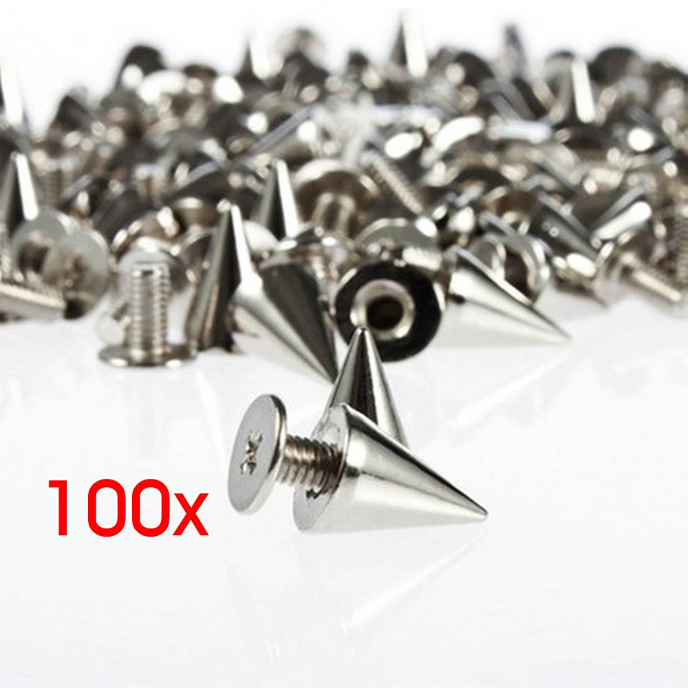 100 Stks/set 9.5Mm Zilver Cone Studs En Spikes Diy Craft Cool Punk Garment Klinknagels Voor Kleding Tas Schoenen Leer diy Handwerk