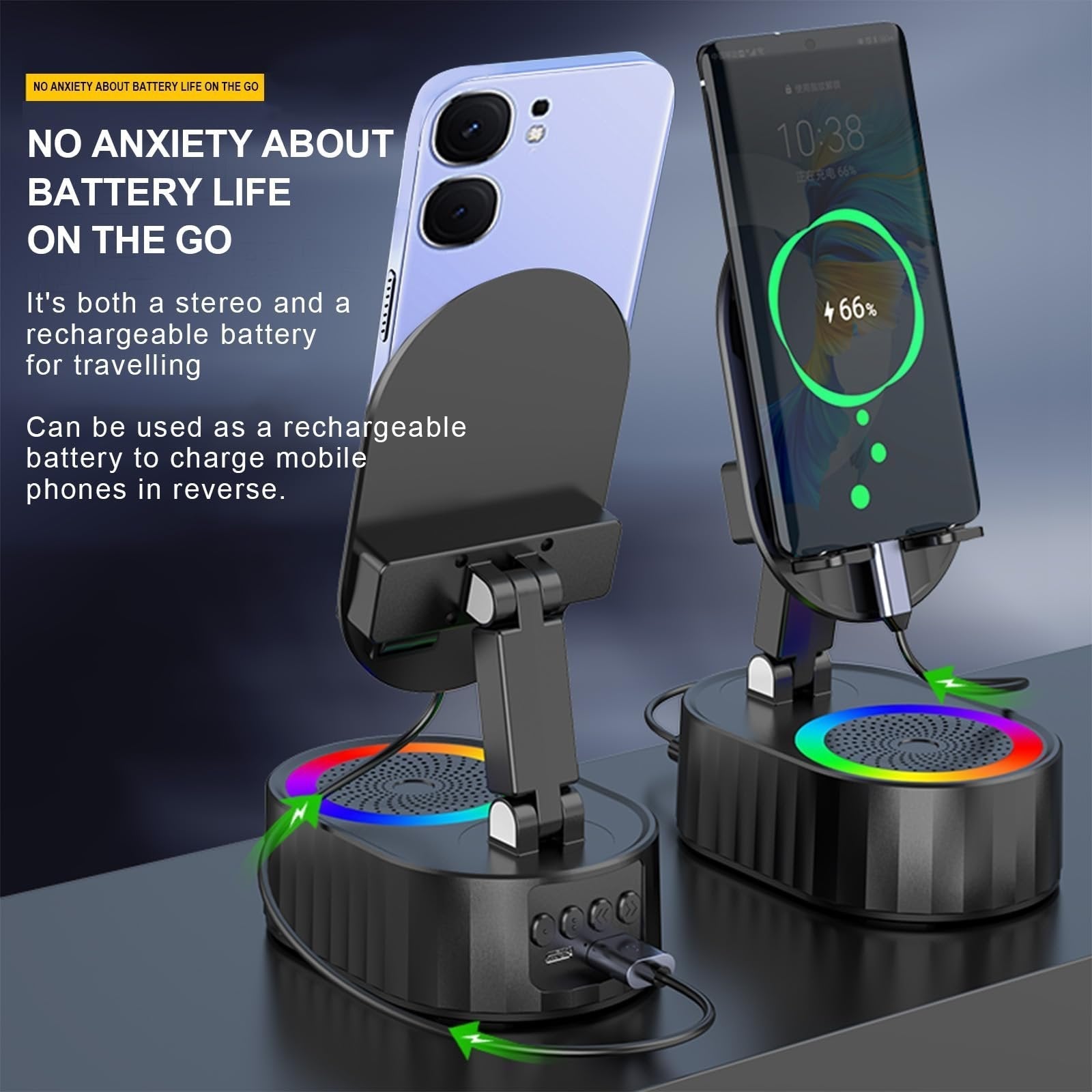 Upgraded Cell Phone Stand Holder with Bluetooth Speaker Adjustable Desktop Live Lazy Tablet Bracket Support Car Holder