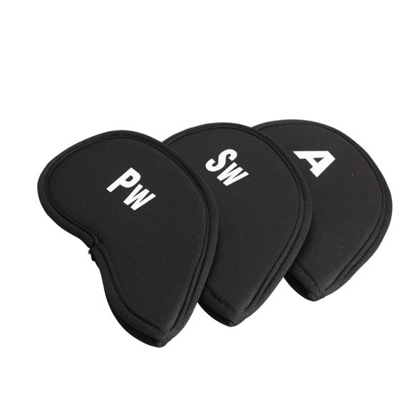 10 stücke Golf Kopf Abdeckung Club Eisen Putter Kopfschutz Set Neopren Schwarz Tragbare Golf Eisen Kopf Protector Golf Club zubehör