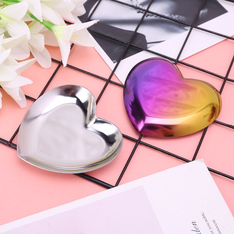 Heart Shape Jewelry Rings Holder Mold Plate Dish Storage Tray Holder Cosmetic Organizer Stainless Steel