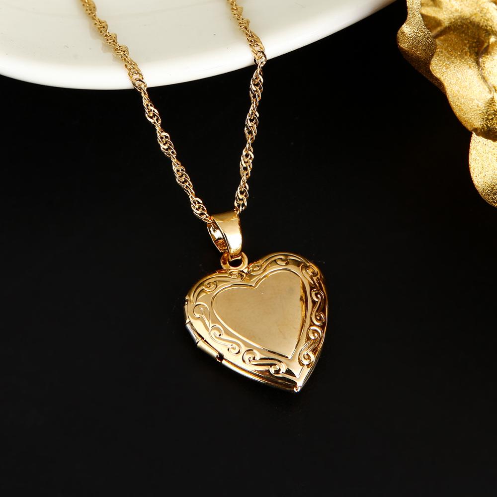 Regalo di san Valentino Del Cuore Del Pendente Del medaglione Della Collana 24K Oro di colore fantasia Romantica Dei Monili Del Cuore per Le Donne