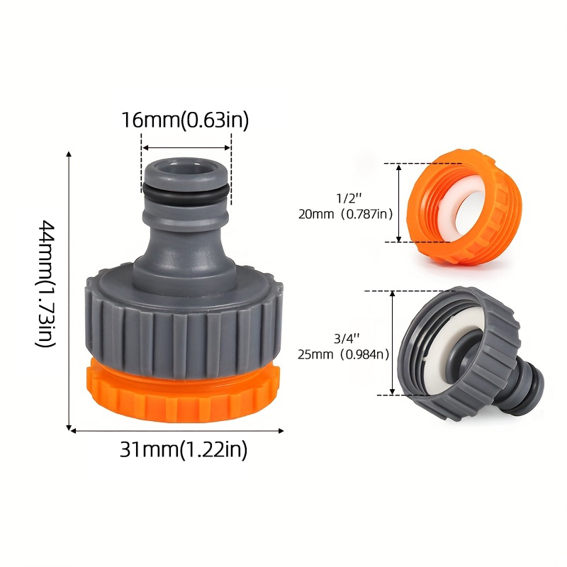 3/5/10- stk. kranadaptere med innvendig gjenge ,  - 1/2 " og 3/4 " hurtigkobling for krankoblinger for hage-/vanningssystemer