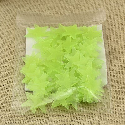 50pcs/pack 3cm Star Energy Storage Fluorescent Glow In The Dark Luminous on Wall Stickers Toys for Kids Room Living Room Decal: light green