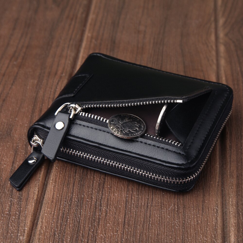 Catei Karrui Men's Wallet Short Wallet Man Zipper Men's Wallet Dollar Retro Multifunction Large Capacity Coin Purse