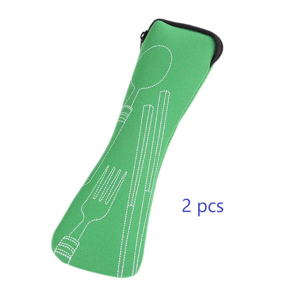 Accesorios de viaje 1 Uds. Popular 3x tenedor cuchara cubierta bolsa cubiertos Portátil Bolsa de pícnic de Camping utensilios para pícnic: NO.4 2 pcs