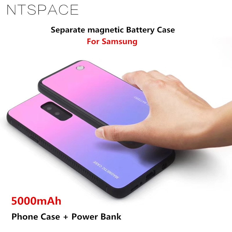 5000mAh Wireless Charging Magnetic Battery Case For Samsung Galaxy S9 Plus Note 8 Note 9 Power Bank Case Colorful Backup Battery