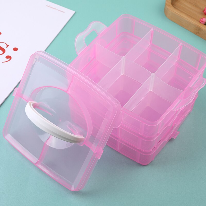 Nonvor 3 Layers 18 Compartments Clear Plastic Storage Box Multifunction Empty Box Jewelry Bead Container Sewing Tools Organizer