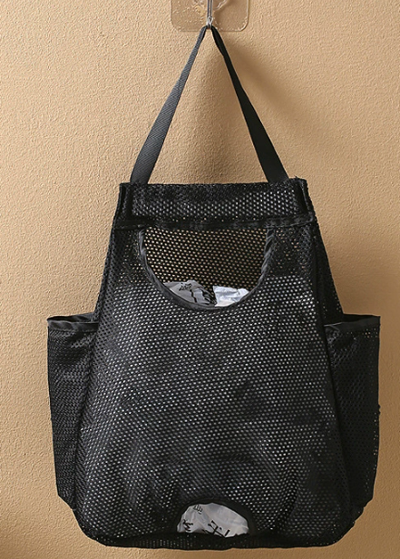 Soporte de bolsa de plástico, dispensador de bolsas de basura, bolsas de plástico para comestibles, soporte grande para bolsas de comestibles, almacenamiento colgante de malla transpirable: Caqui oscuro