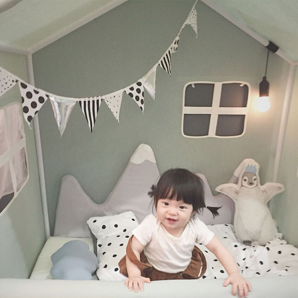Baby Bed Bumper Hek Kids Tent Veilig Hek Voor Baby 'S Sneeuw Berg Vorm Crib Bumper Hek Protector Baby Kamer Decor HM0016
