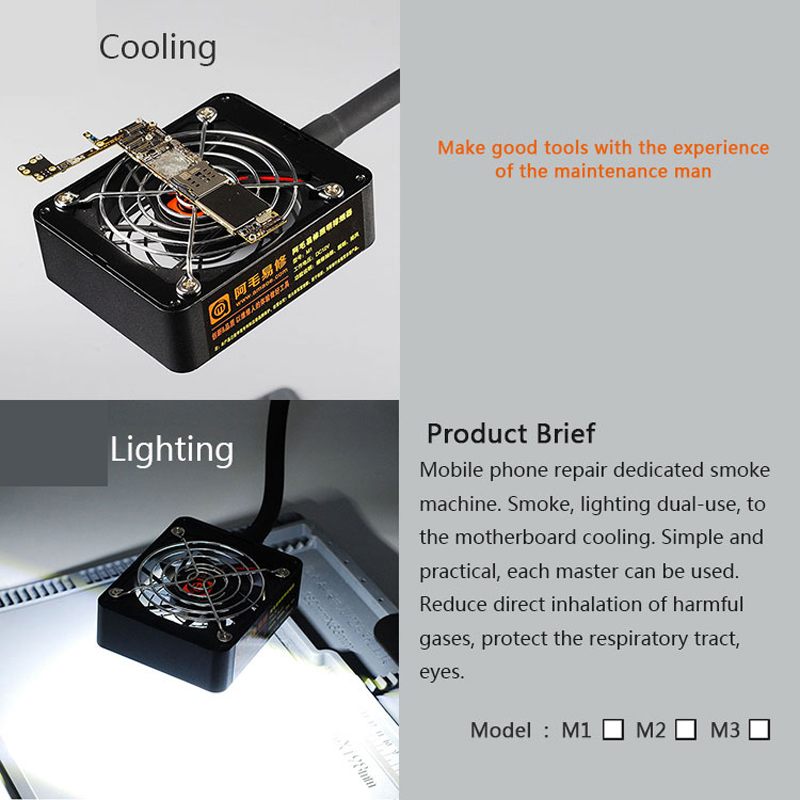 Soldering Iron Exhaust Fan Solder Smoke Exhauster Remover Fume Extractor with LED Lighting